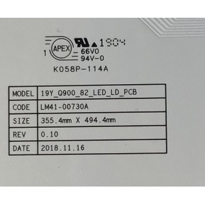 KIT DE LED'S PARA TV SAMSUNG (10 PIEZAS) / NUMERO DE PARTE BN96-48403A / LM41-00730A / 19Y_Q900_82_LED_LD_PCB / K058P-114A / 48403A / PANEL CY-TR082JLLV1H / MODELO QN82Q900RBFXZA